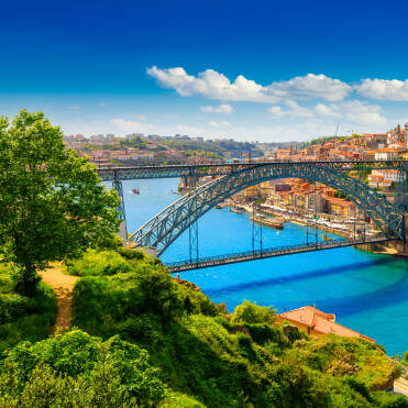Beautiful view of the city of Porto on a beautiful summer day. Porto, Portugal. High quality photo